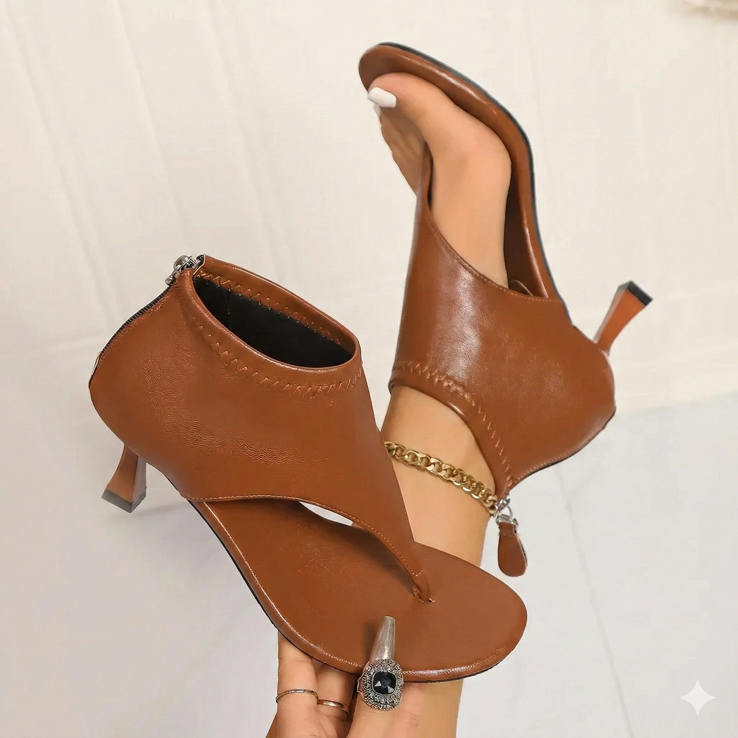 Women's Black Strappy Open Toe Heels Corvine