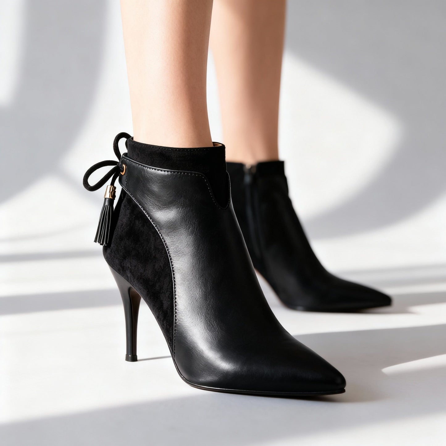 Women's Black Suede Stiletto Heels Corvine