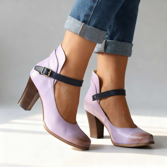 Women's Black Tapered Block Heel Pumps Corvine