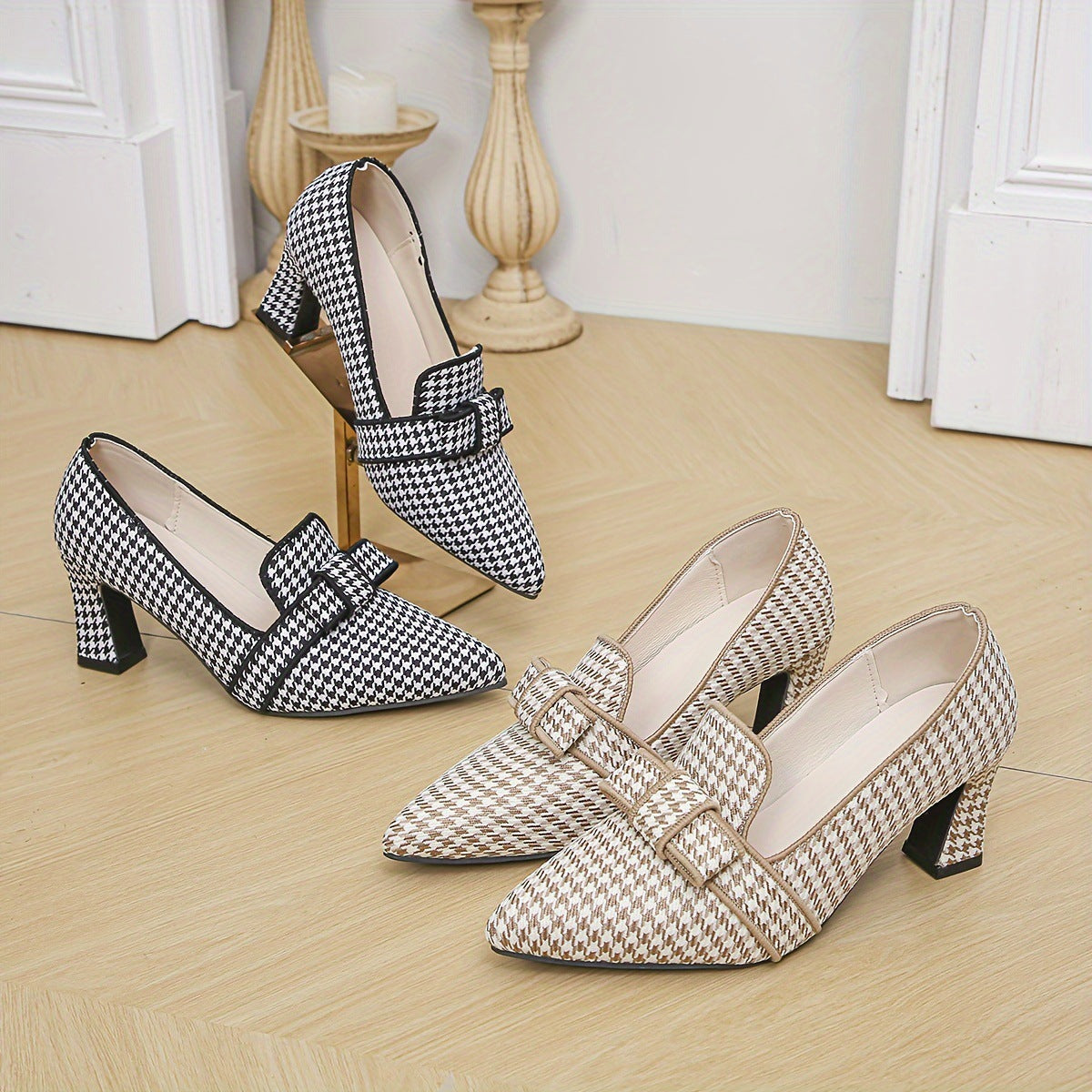 Women's Black Textured Block Heels Corvine