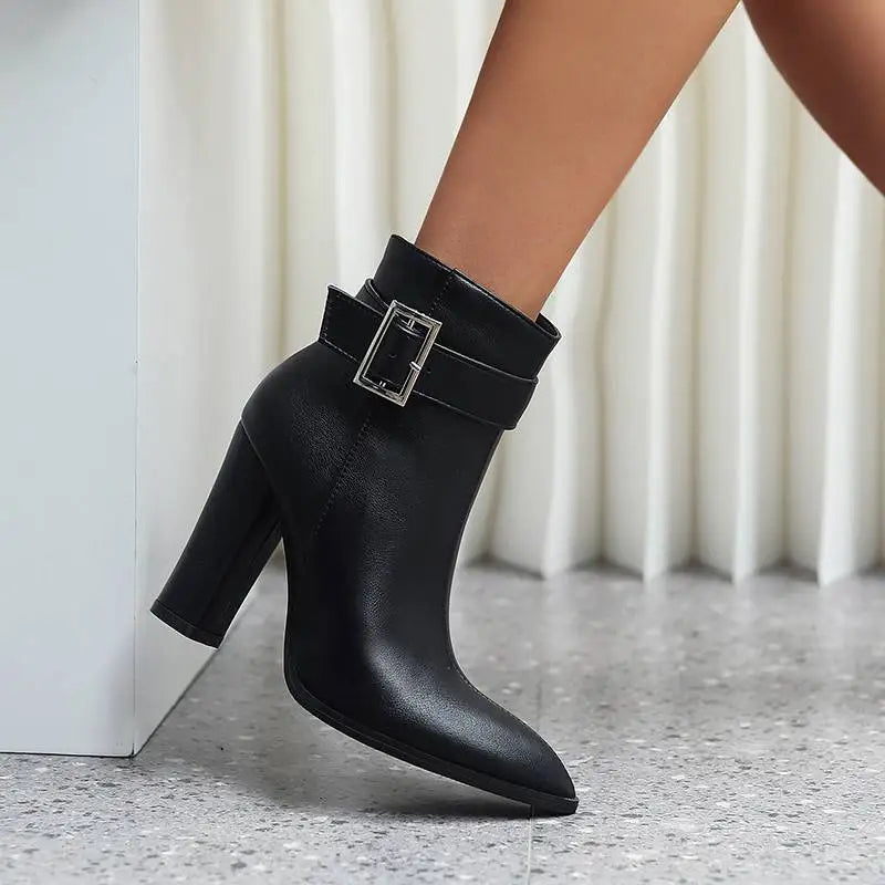 Women's Black Textured Vegan Leather Ankle Boots Corvine