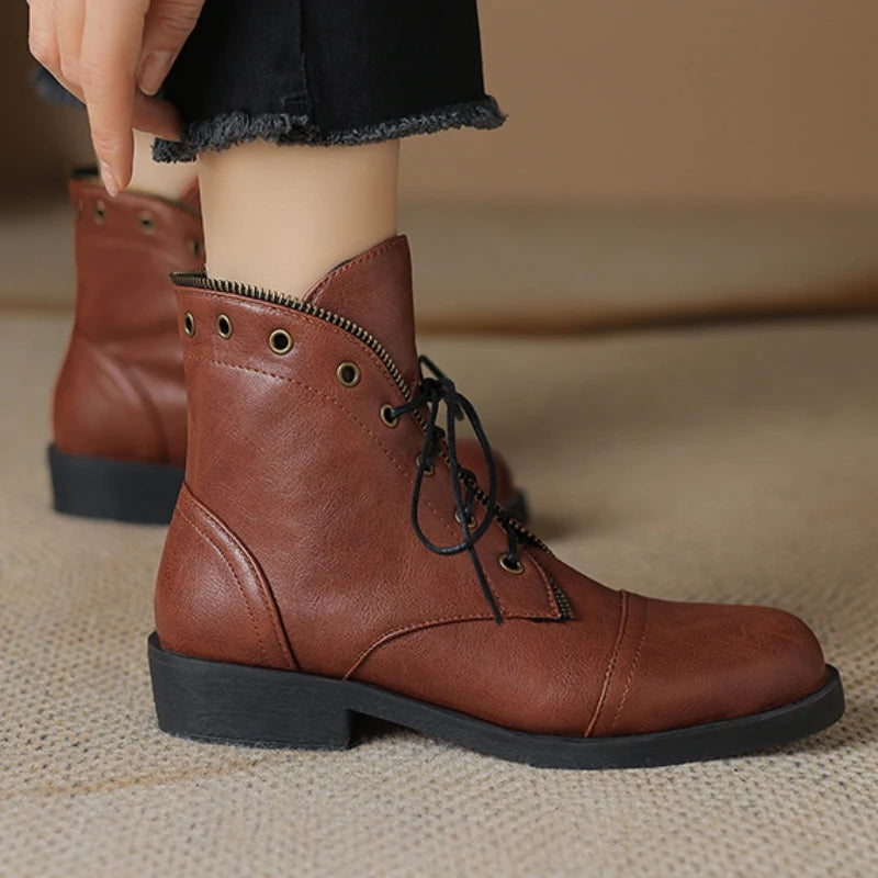 Women's Black Vegan Leather Ankle Boots Corvine
