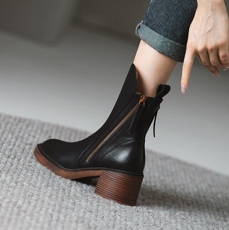 Women's Black Vegan Leather Ankle Boots Corvine