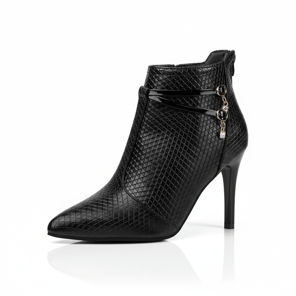 Women's Black Vegan Leather Ankle Boots Corvine