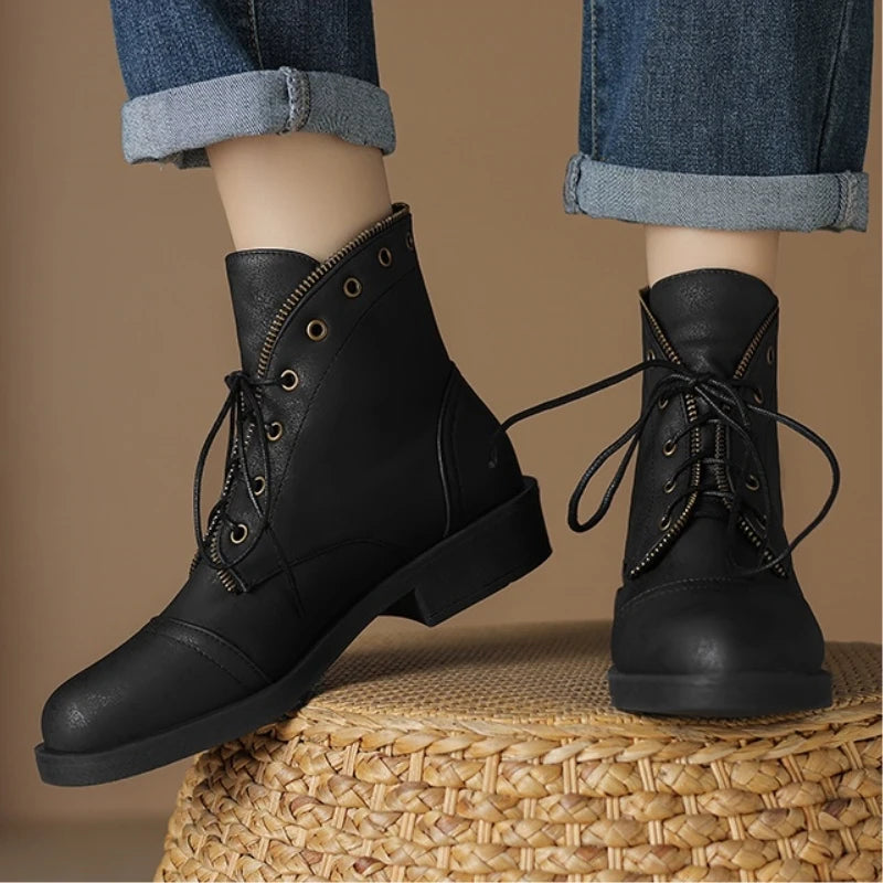 Women's Black Vegan Leather Ankle Boots Corvine