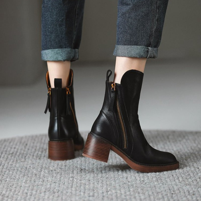 Women's Black Vegan Leather Ankle Boots Corvine