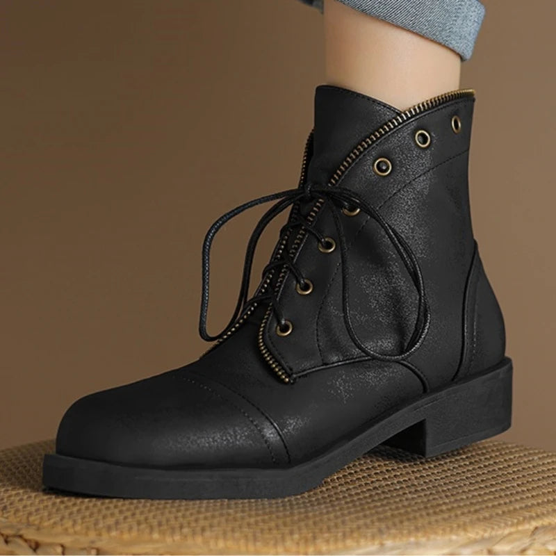Women's Black Vegan Leather Ankle Boots Corvine