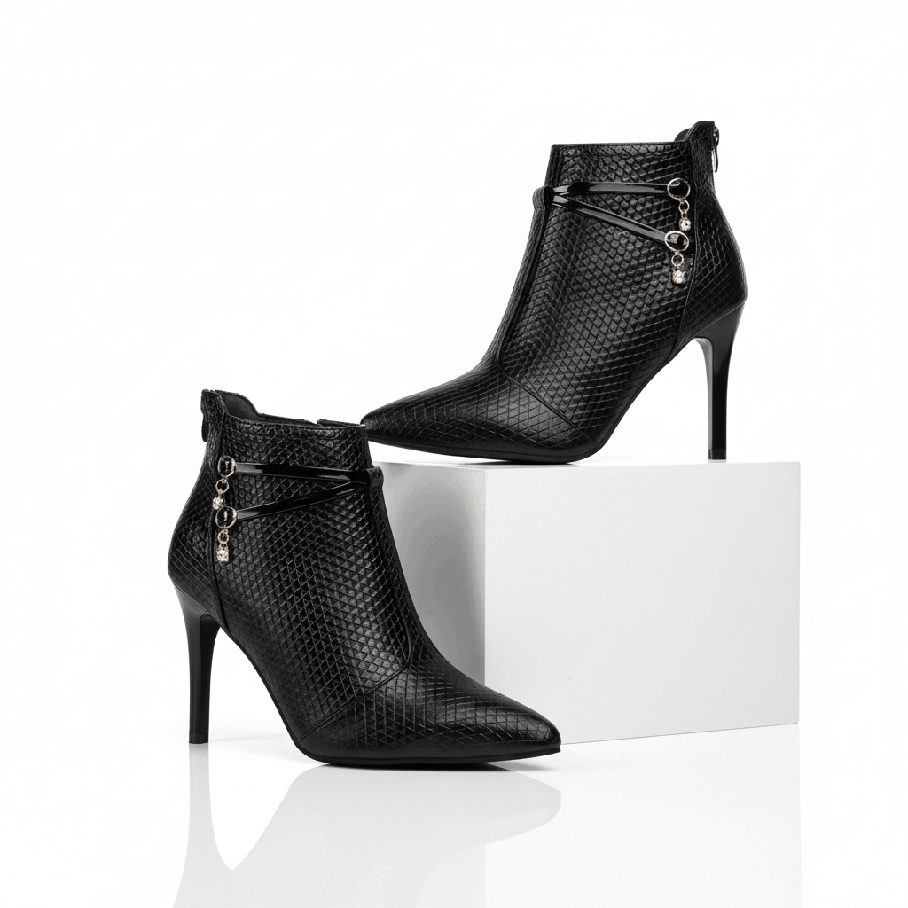 Women's Black Vegan Leather Ankle Boots Corvine