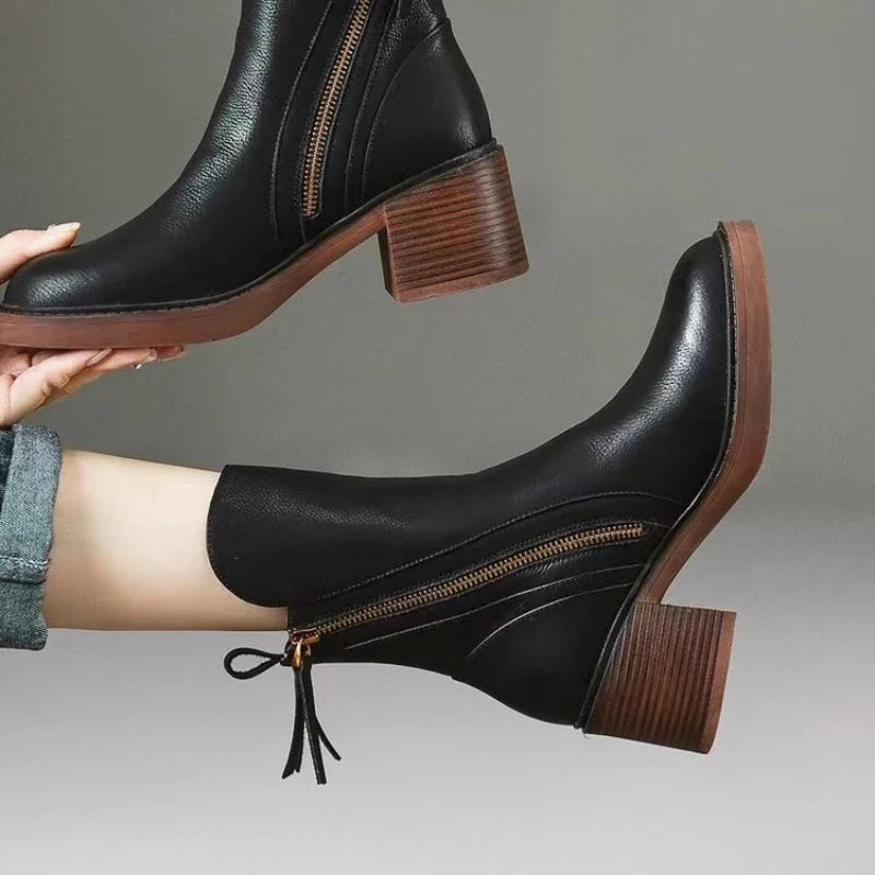Women's Black Vegan Leather Ankle Boots Corvine