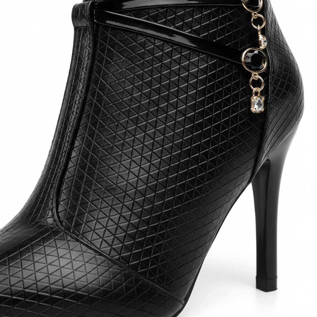 Women's Black Vegan Leather Ankle Boots Corvine