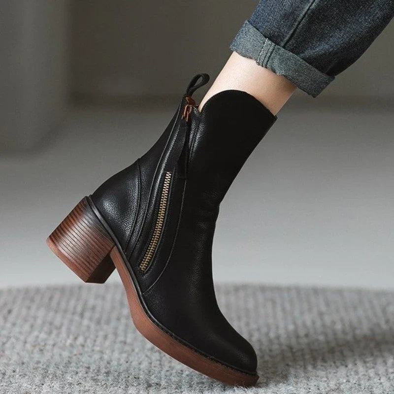 Women's Black Vegan Leather Ankle Boots Corvine