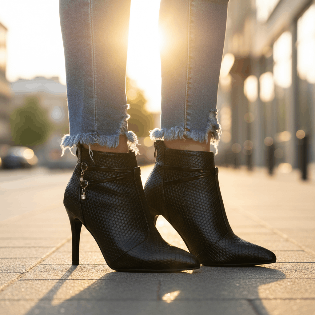 Women's Black Vegan Leather Ankle Boots Corvine