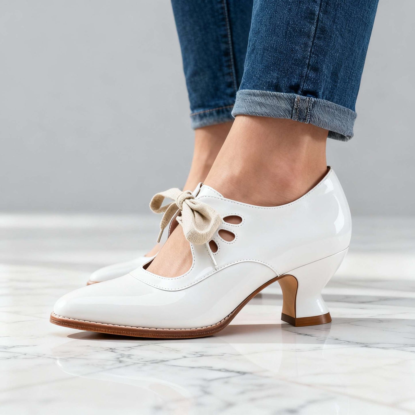 Women's Black Vegan Leather Lace-Up Heels Corvine