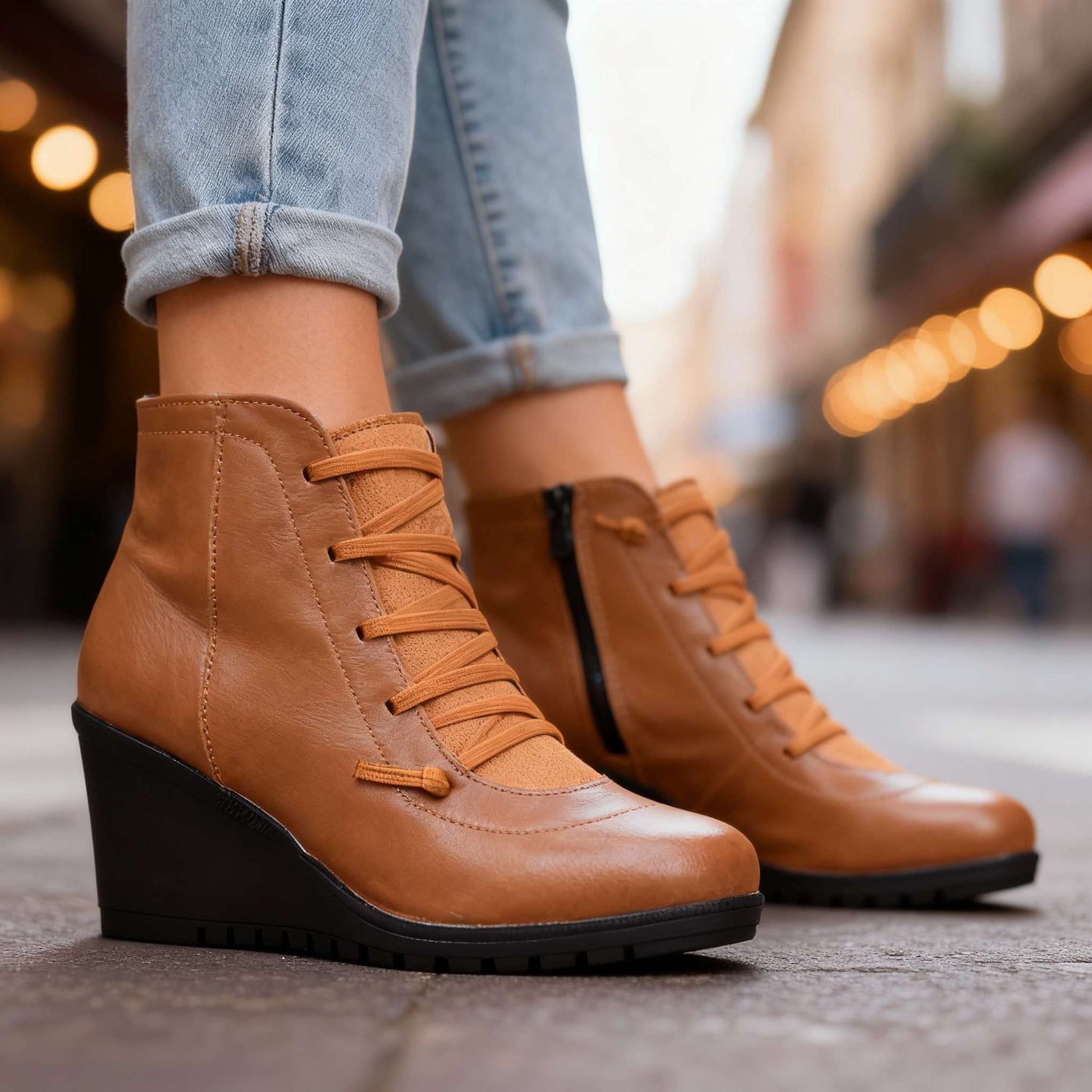 Women's Black Wedge Ankle Boots Corvine