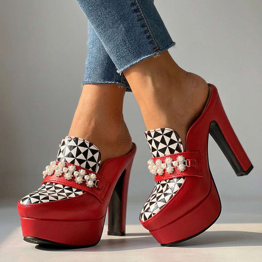 Women's Bold Upper Platform Mule Heels Corvine