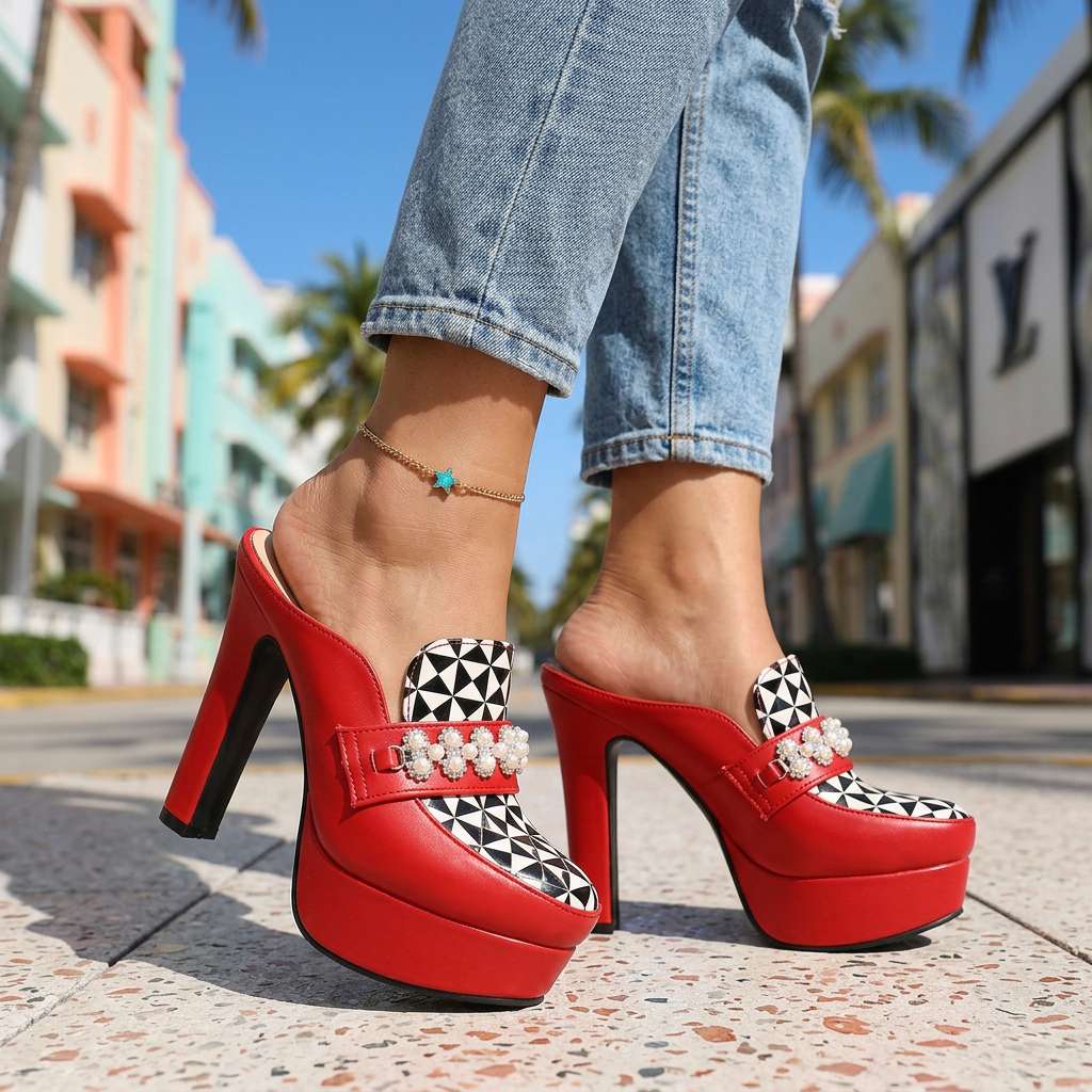 Women's Bold Upper Platform Mule Heels Corvine