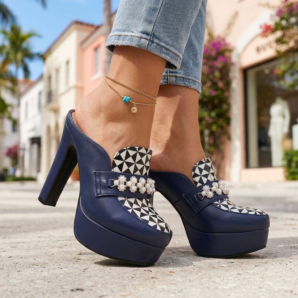 Women's Bold Upper Platform Mule Heels Corvine