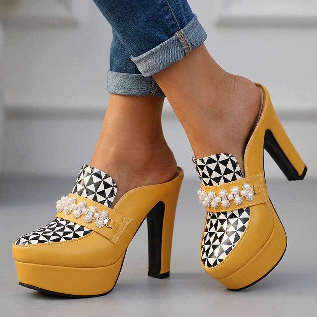 Women's Bold Upper Platform Mule Heels Corvine