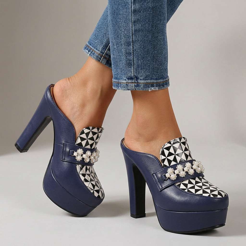 Women's Bold Upper Platform Mule Heels Corvine