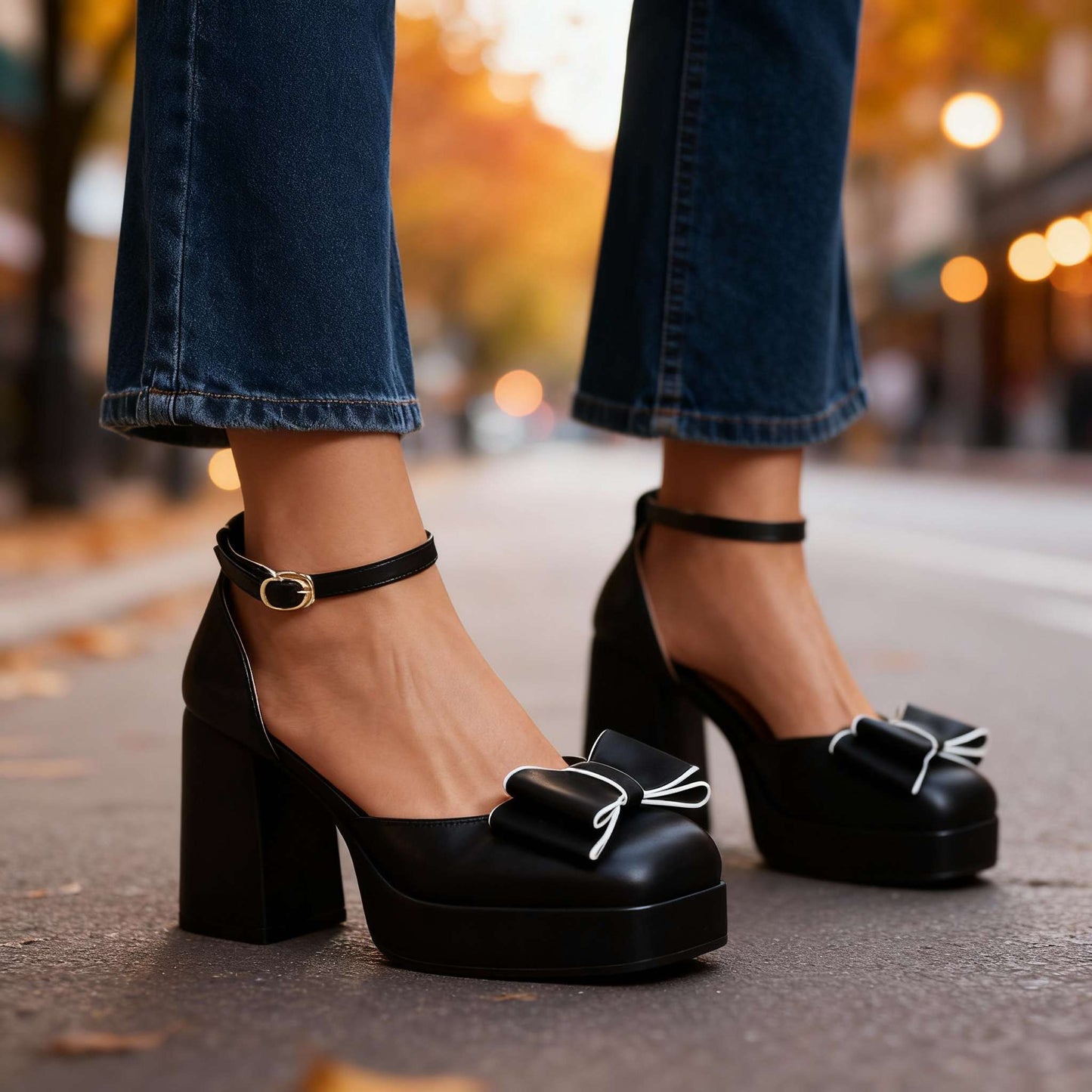 Women's Bow Tie Block Heel Sandals Corvine
