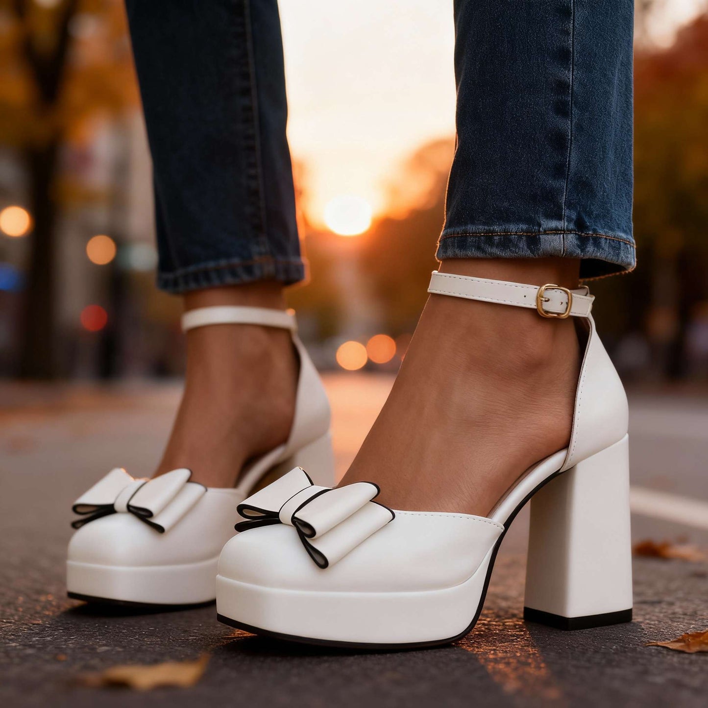 Women's Bow Tie Block Heel Sandals Corvine