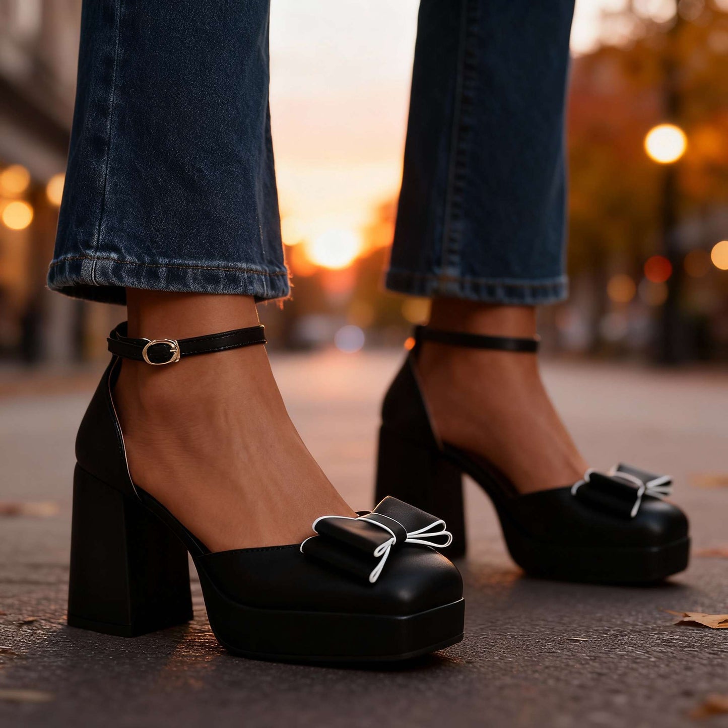 Women's Bow Tie Block Heel Sandals Corvine