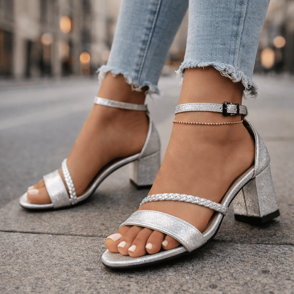 Women's Braided Strap Block Heel Sandals Corvine