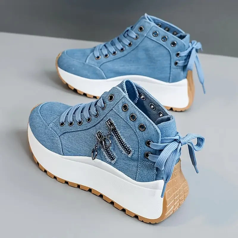 Women's Breathable Denim Lace-Up Shoes Corvine