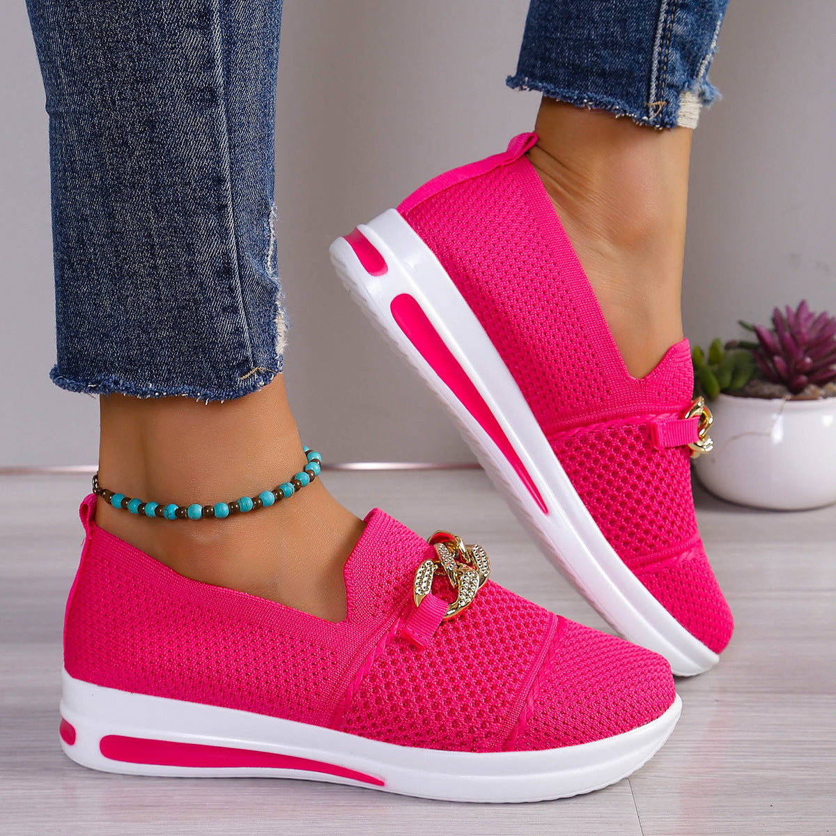 Women's Breathable Fabric Slip-On Trainers Corvine