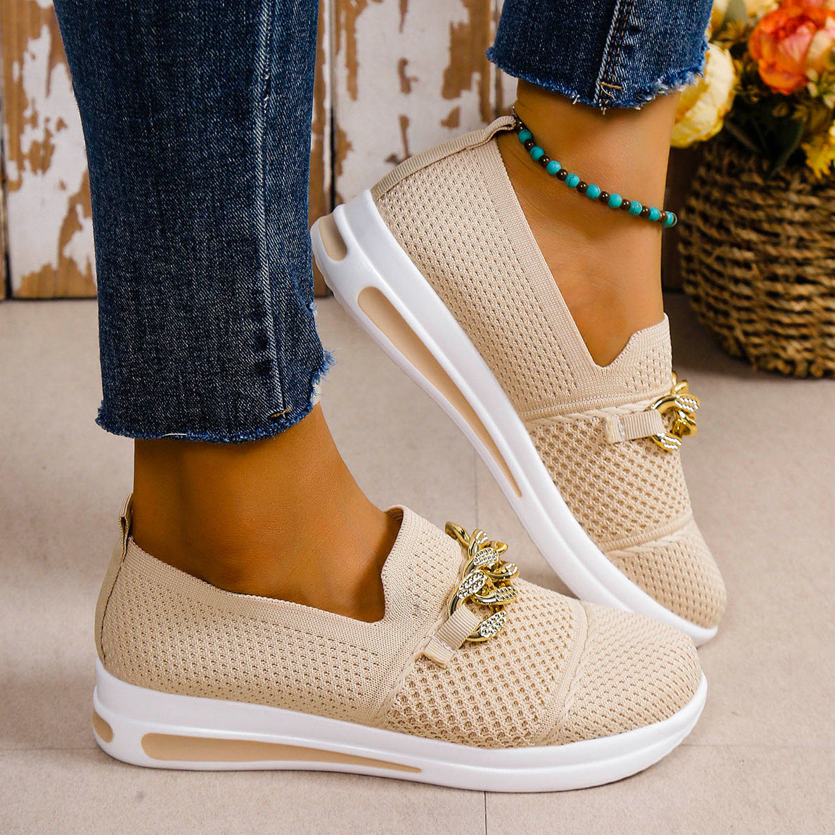 Women's Breathable Fabric Slip-On Trainers Corvine