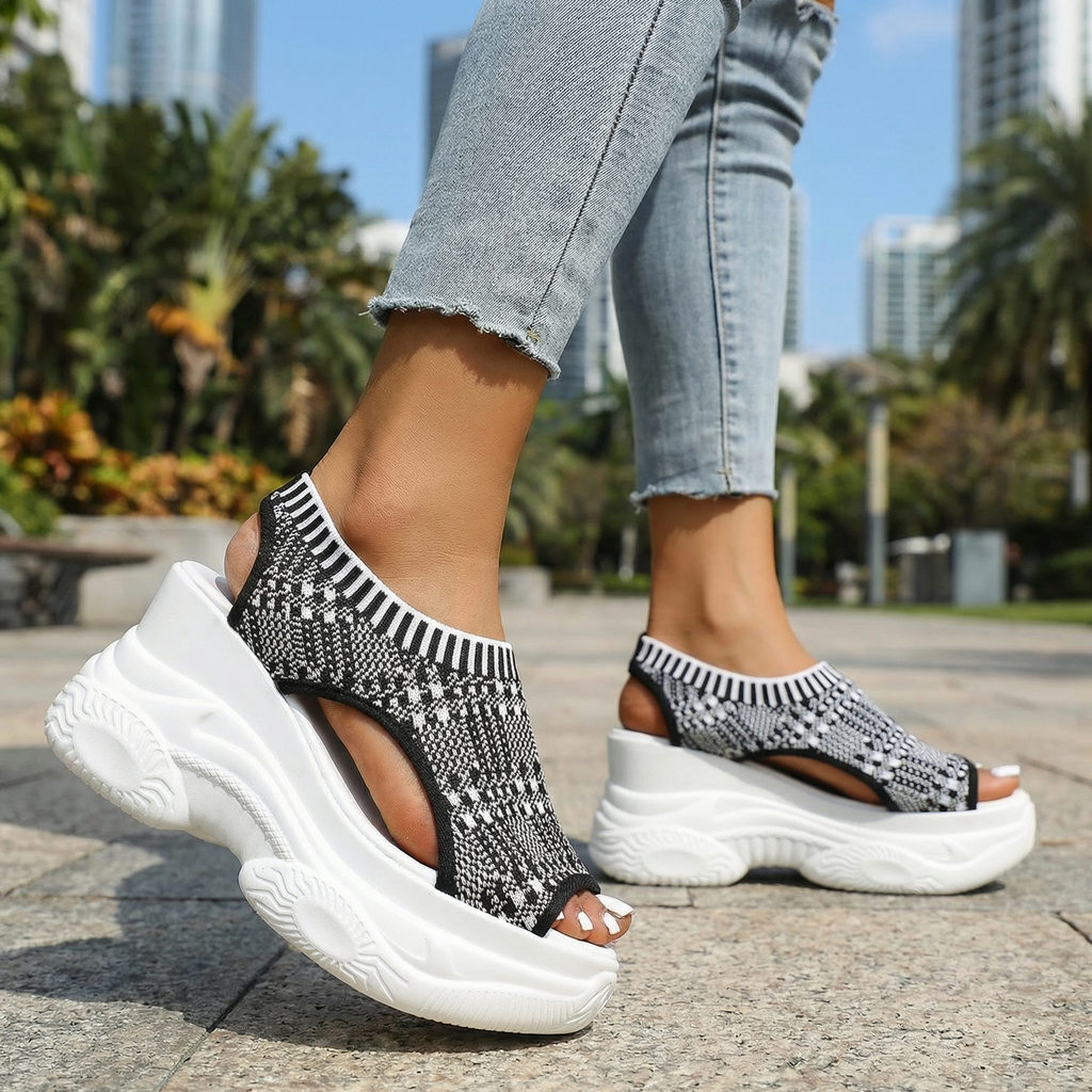 Women's Breathable Knit High Wedge Sandals Corvine