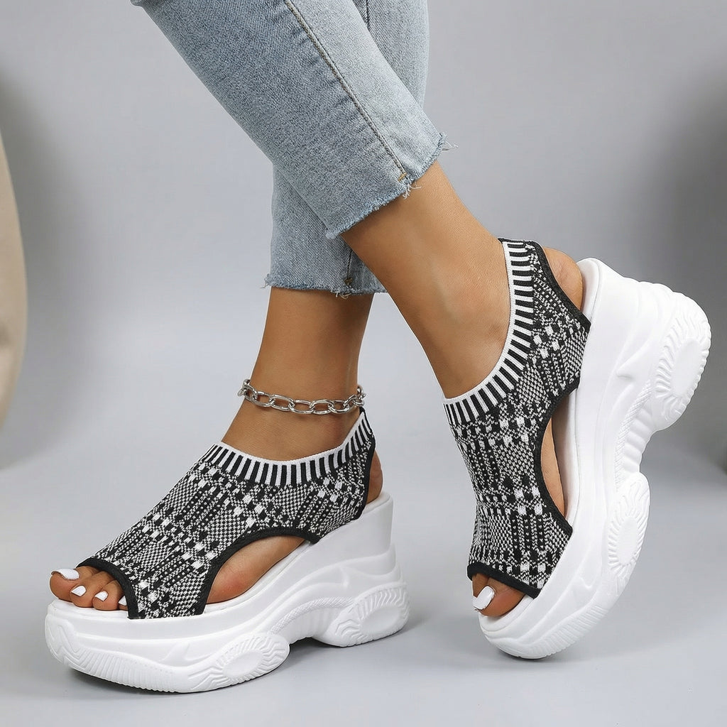Women's Breathable Knit High Wedge Sandals Corvine