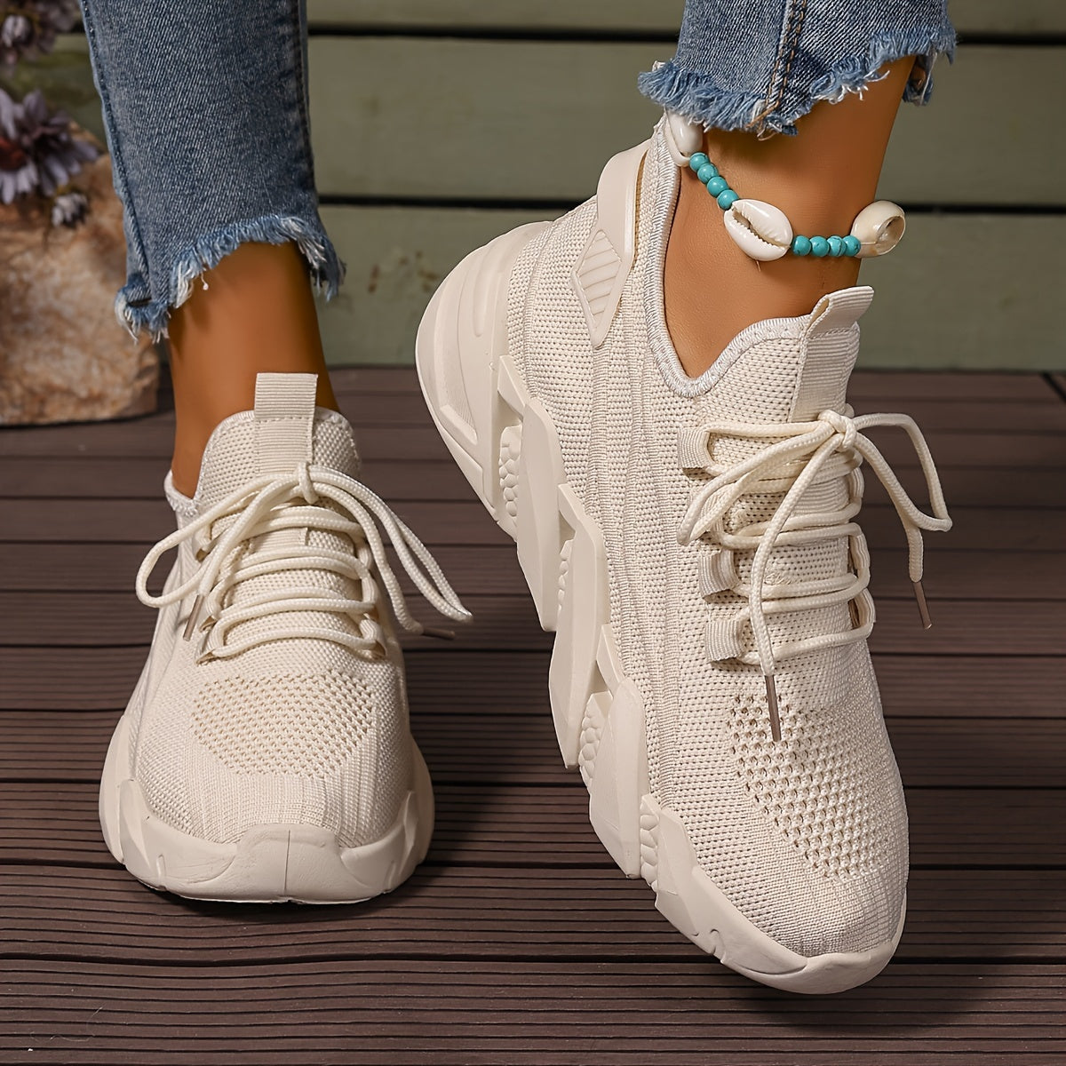 Women's Breathable Knit Platform Walking Shoes Corvine