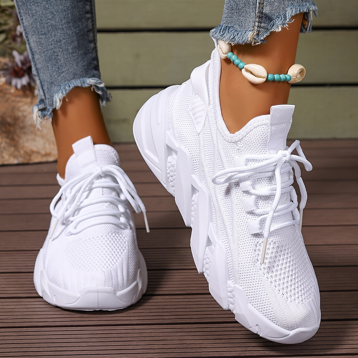 Women's Breathable Knit Platform Walking Shoes Corvine