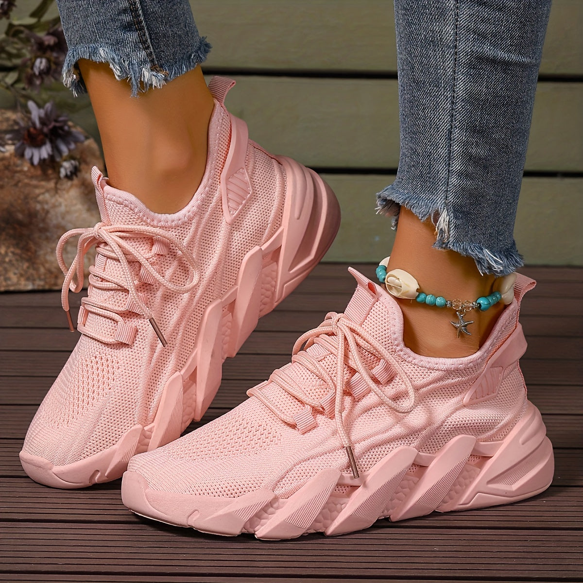 Women's Breathable Knit Platform Walking Shoes Corvine