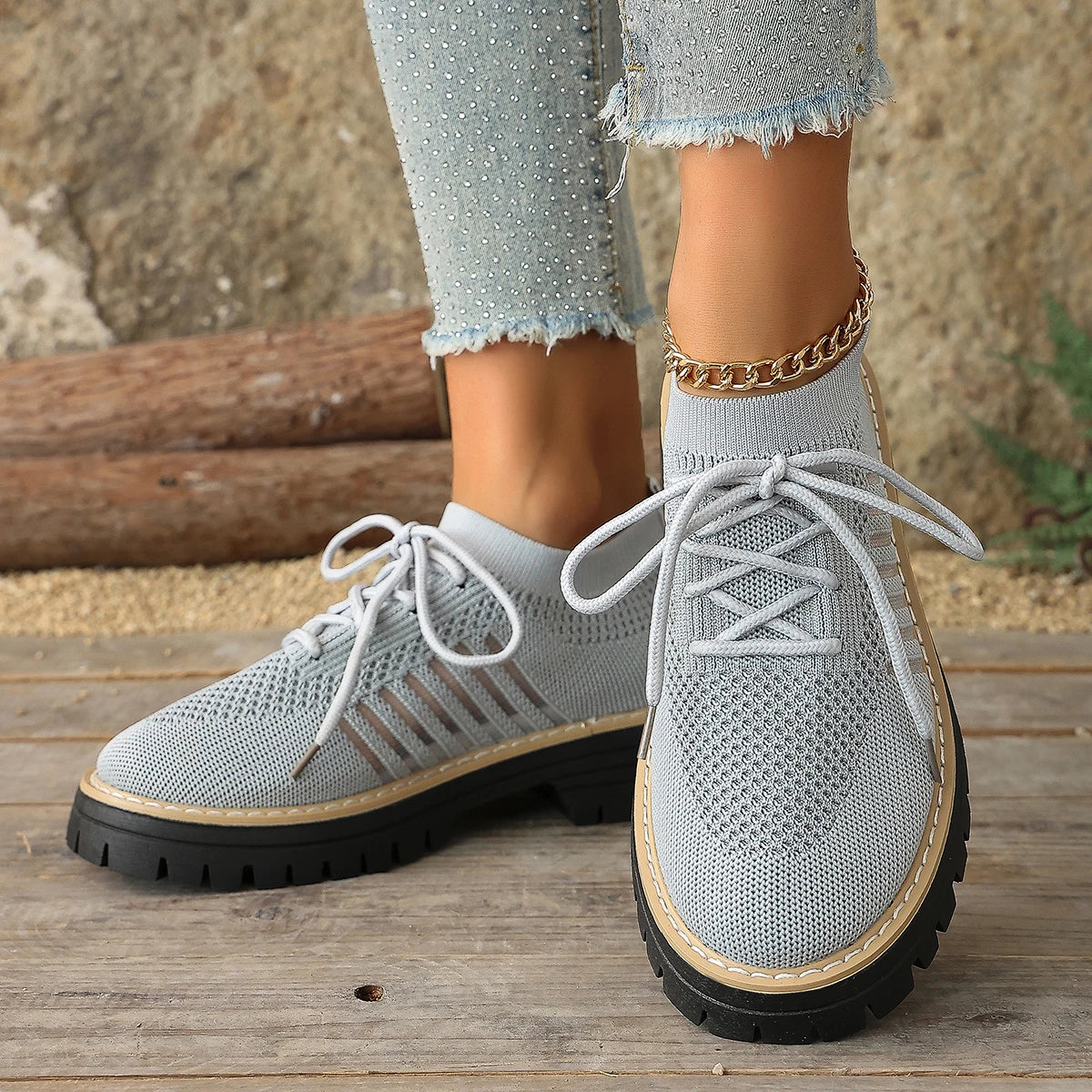 Women's Breathable Stretch-Knit Walking Shoes Corvine