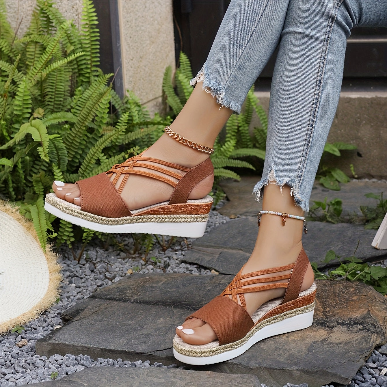 Women's Breathable Woven Textile Platform Wedges Corvine