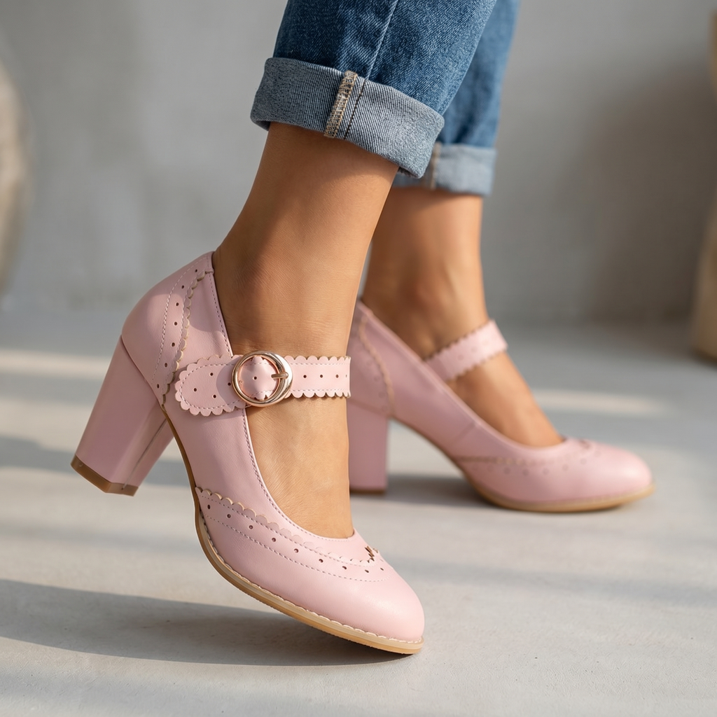 Women's Brogue-Edged Mary Jane Pumps Corvine