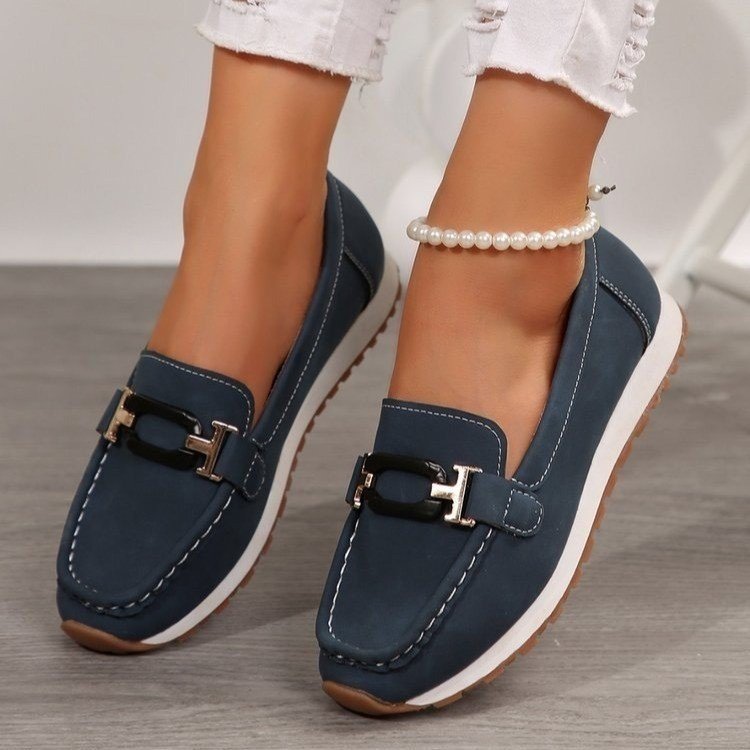 Women's Buckle Detail Leather Loafers Corvine