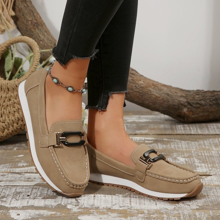 Women's Buckle Detail Leather Loafers Corvine