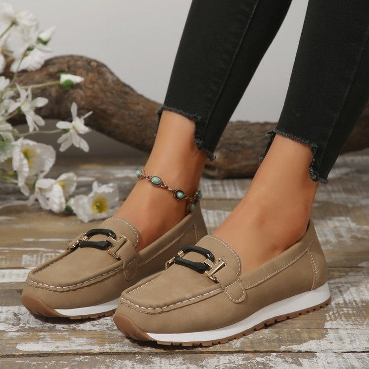 Women's Buckle Detail Leather Loafers Corvine