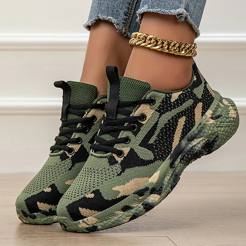 Women's Camo Knit Breathable Walking Shoes Corvine