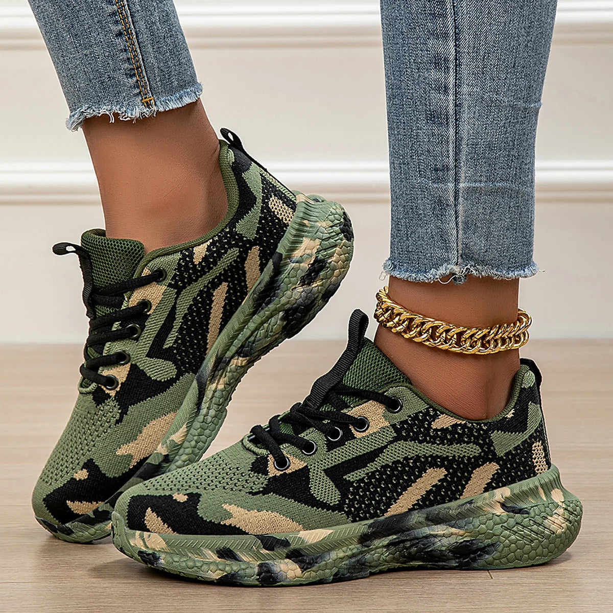 Women's Camo Knit Breathable Walking Shoes Corvine
