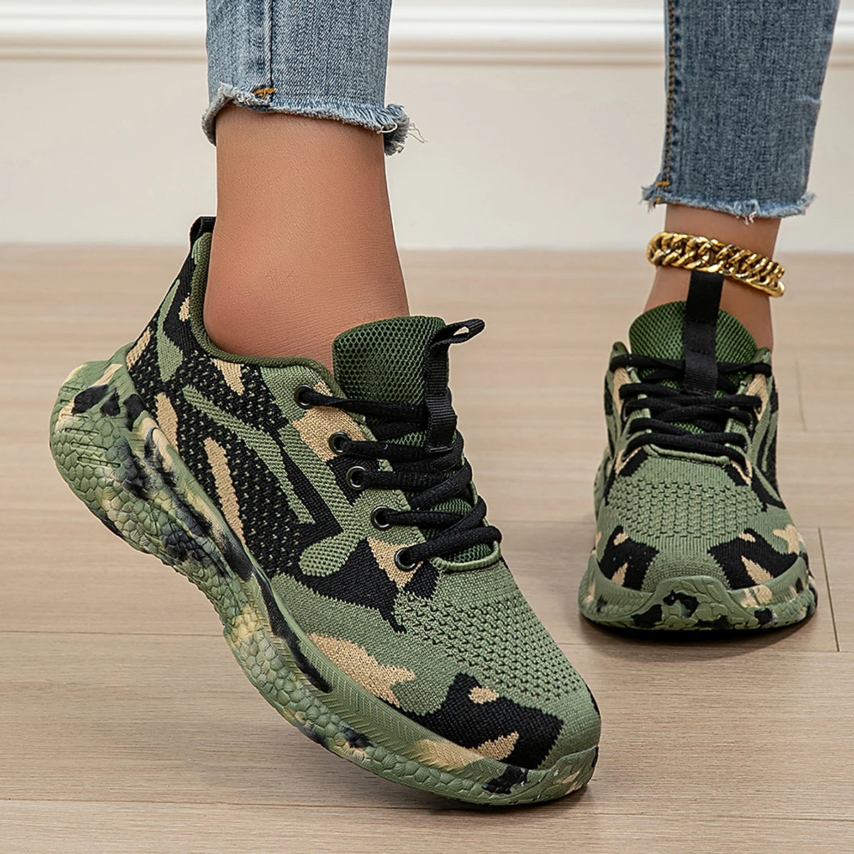 Women's Camo Knit Breathable Walking Shoes Corvine