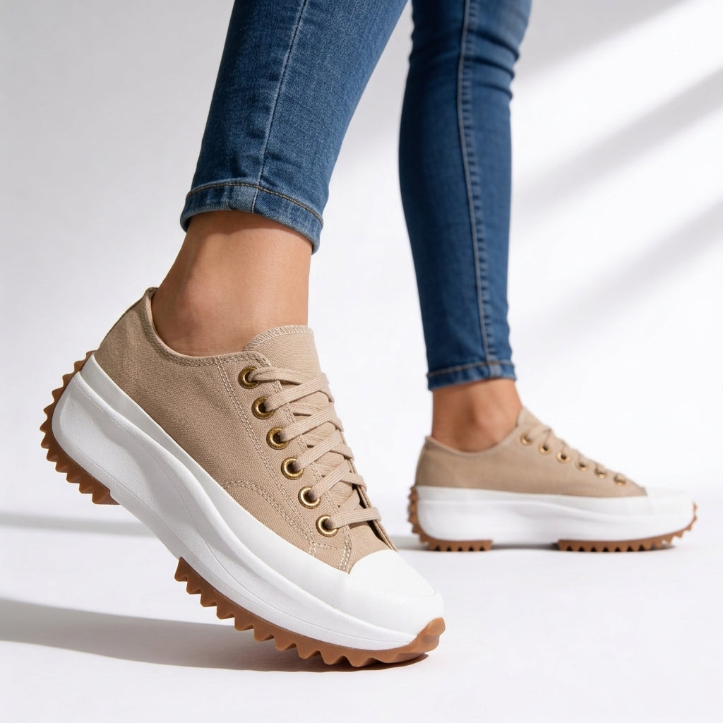 Women's Canvas Low-Top Platform Trainers Corvine