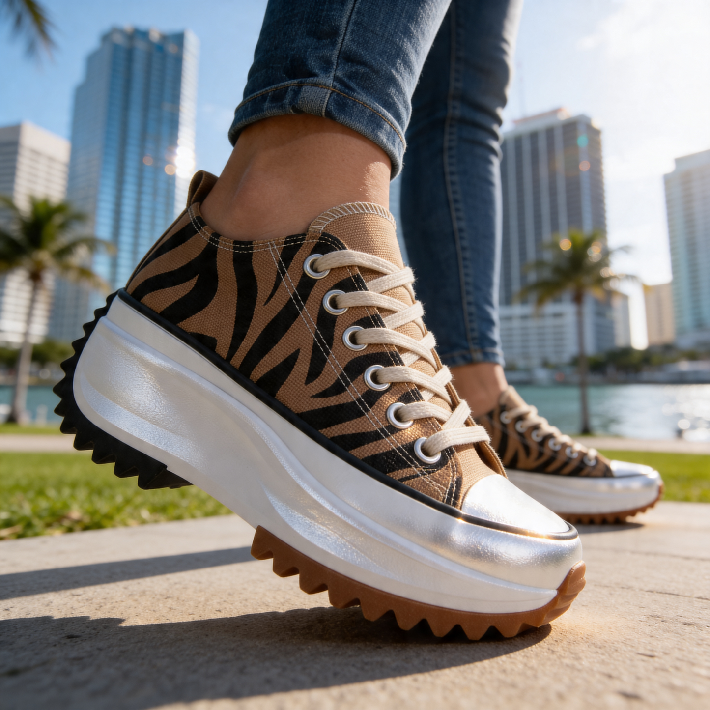 Women's Canvas Low-Top Platform Trainers Corvine