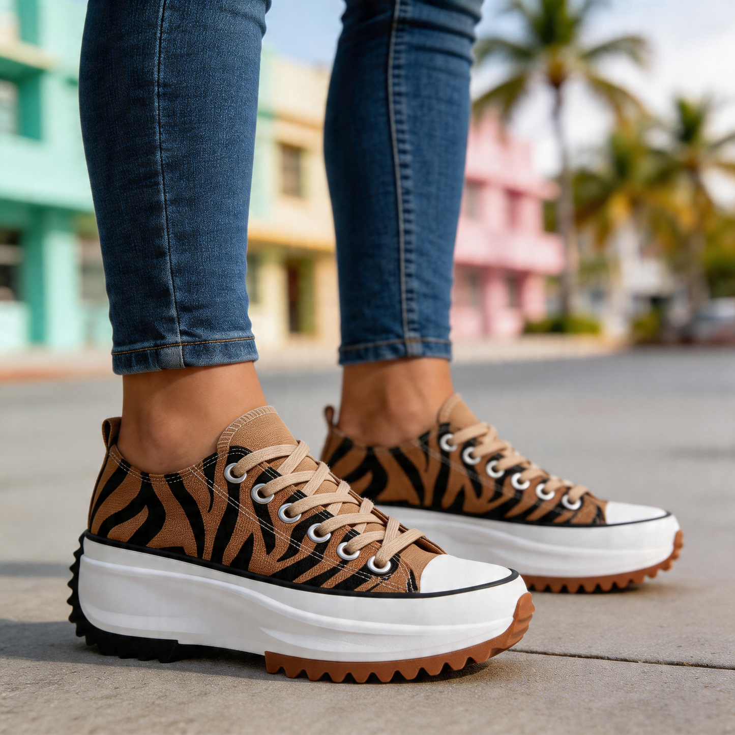 Women's Canvas Low-Top Platform Trainers Corvine