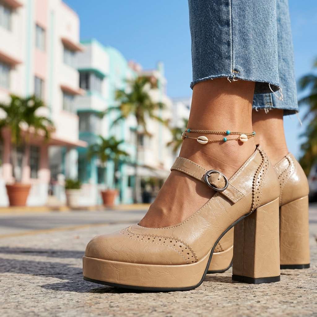 Women's Chic Brogue Heels Corvine