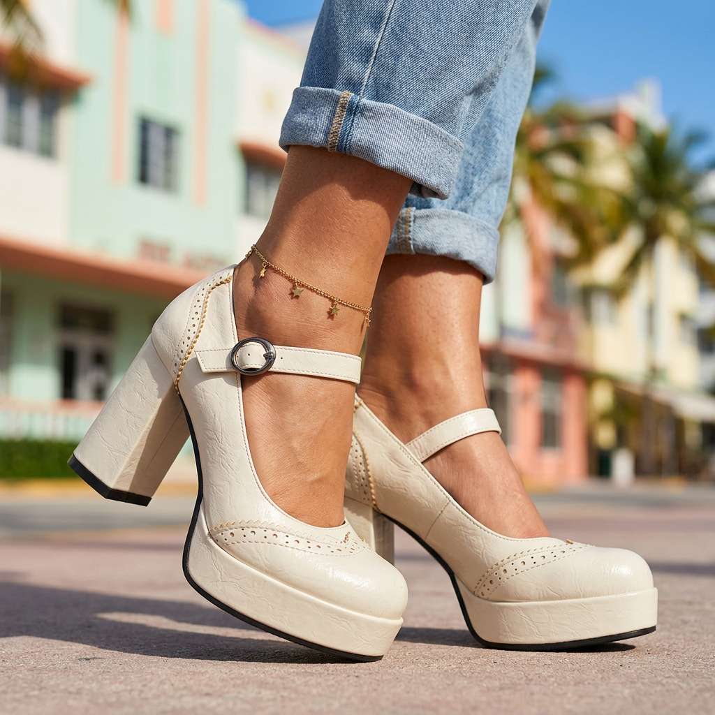 Women's Chic Brogue Heels Corvine