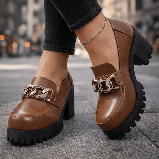 Women's Chunky Leather Platform Loafers Corvine